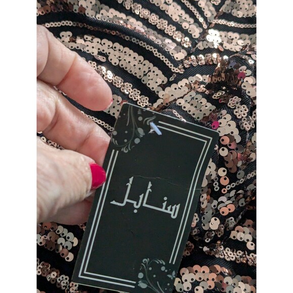 Sequin Jumpsuit Women’s L 12/14 Black Rose Gold Holiday Party Wedding NYE NWT - Picture 10 of 16